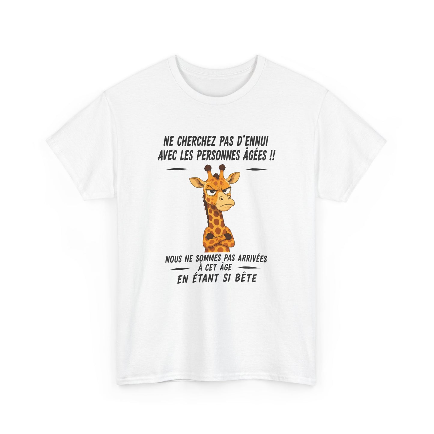 Tee-Shirt Humour Senior Retraité – Cadeau Homme Femme Personne Âgée – Girafe Drôle Anniversaire Retraite