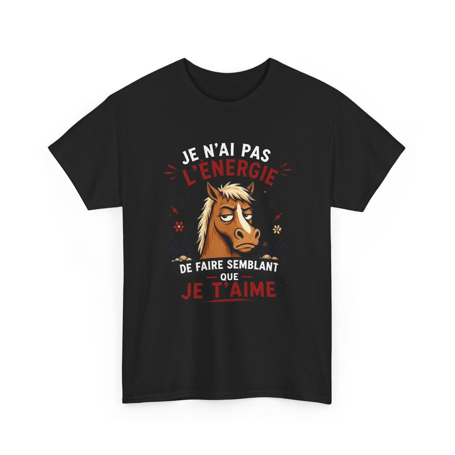 Tee-Shirt Homme et Femme Humour – Cheval Drôle Fatigué Blasé – Cadeau Original Amusant pour Amoureux des Chevaux et Équitation