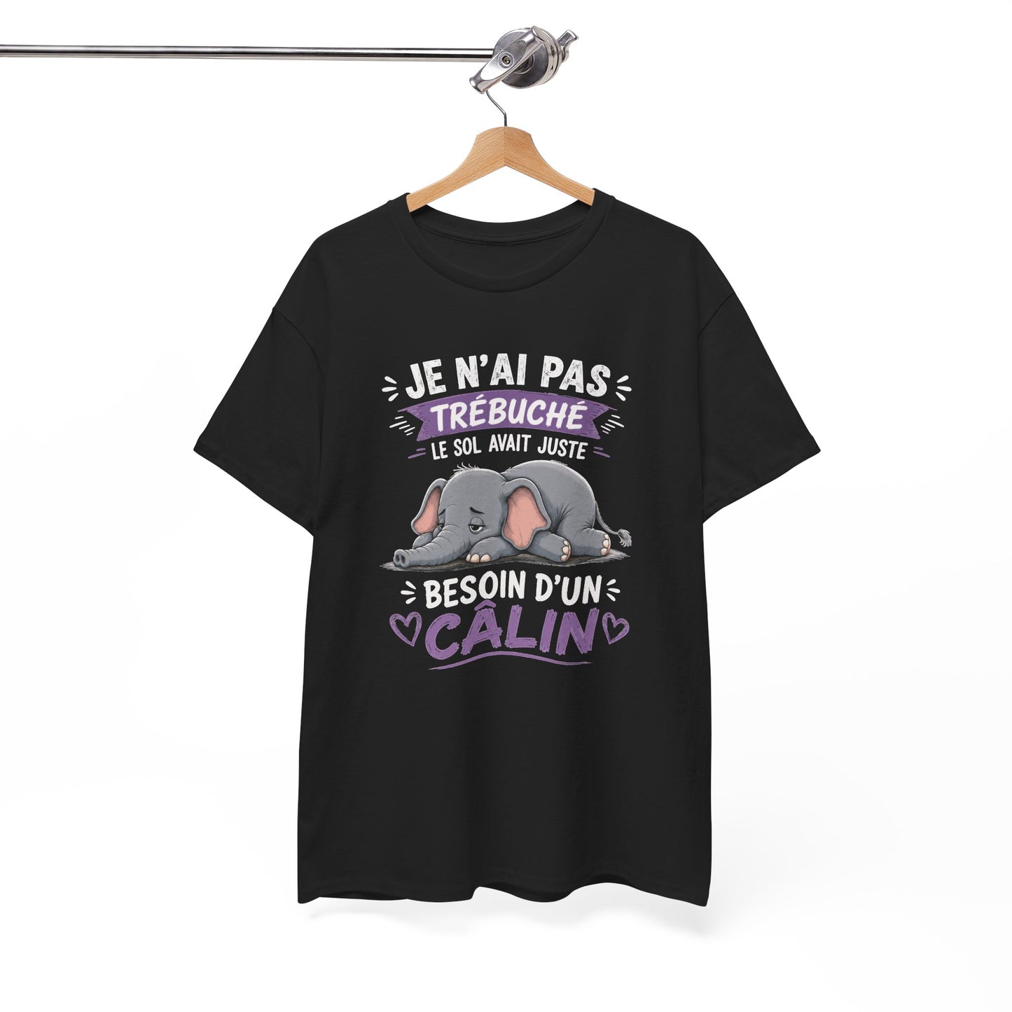 Tee Shirt Homme et Femme Éléphant Humour Animal Mignon Câlin Fatigue Idée Cadeau Drôle Original
