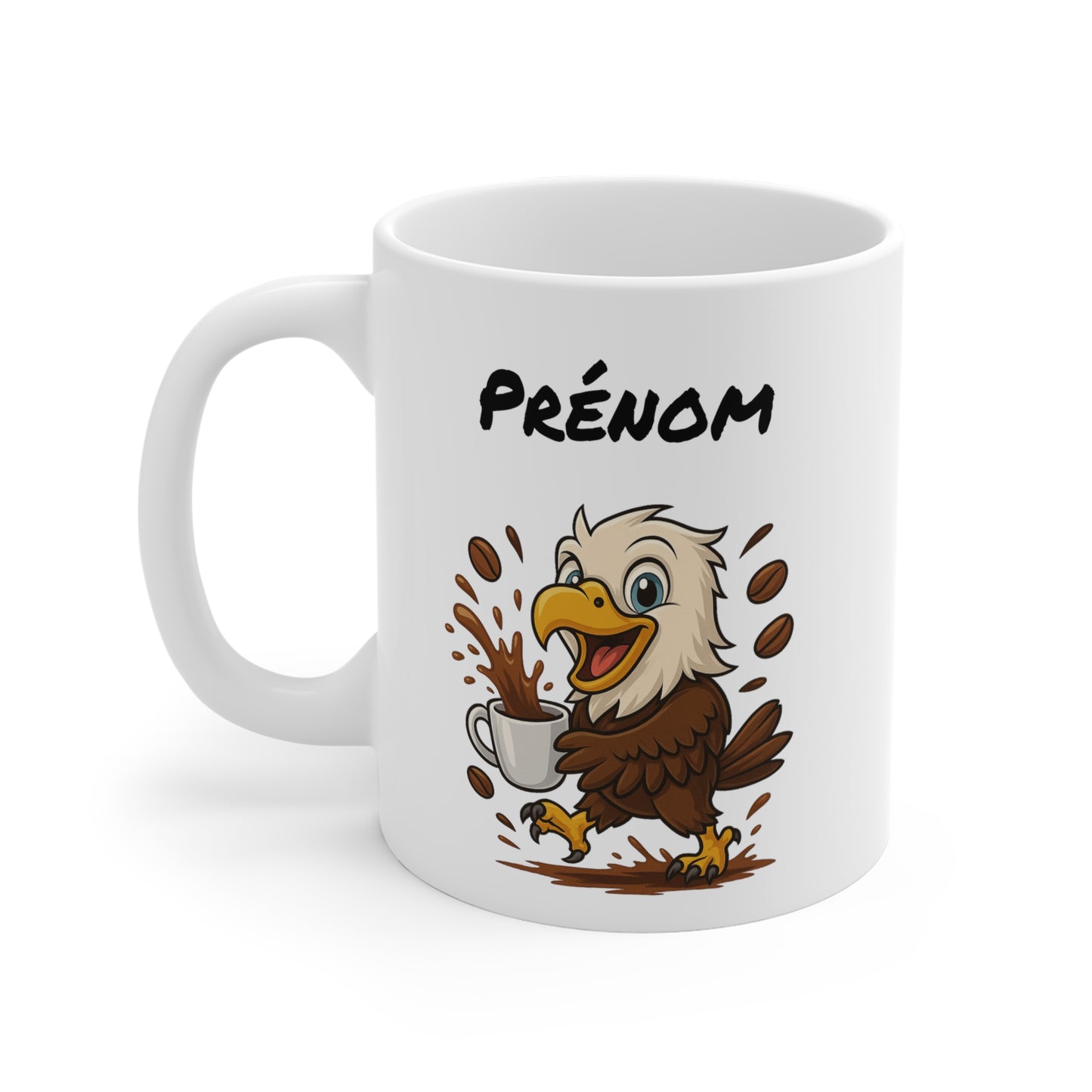 Tasse Personnalisable Aigle Café – Mug Prénom Animal Cartoon Céramique 325ml – Cadeau Original Mignon