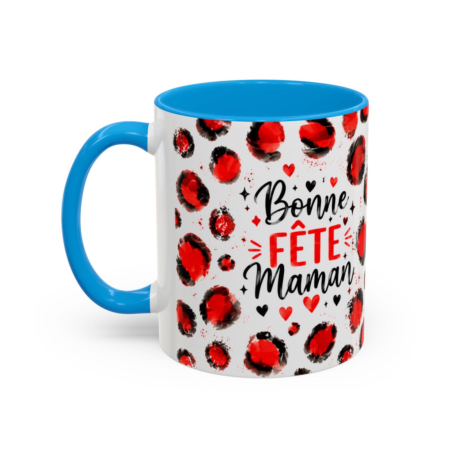 Tasse Bonne Fête Maman – Mug Cadeau Maman avec Cœurs Rouges – Idée Fête des Mères 325ml