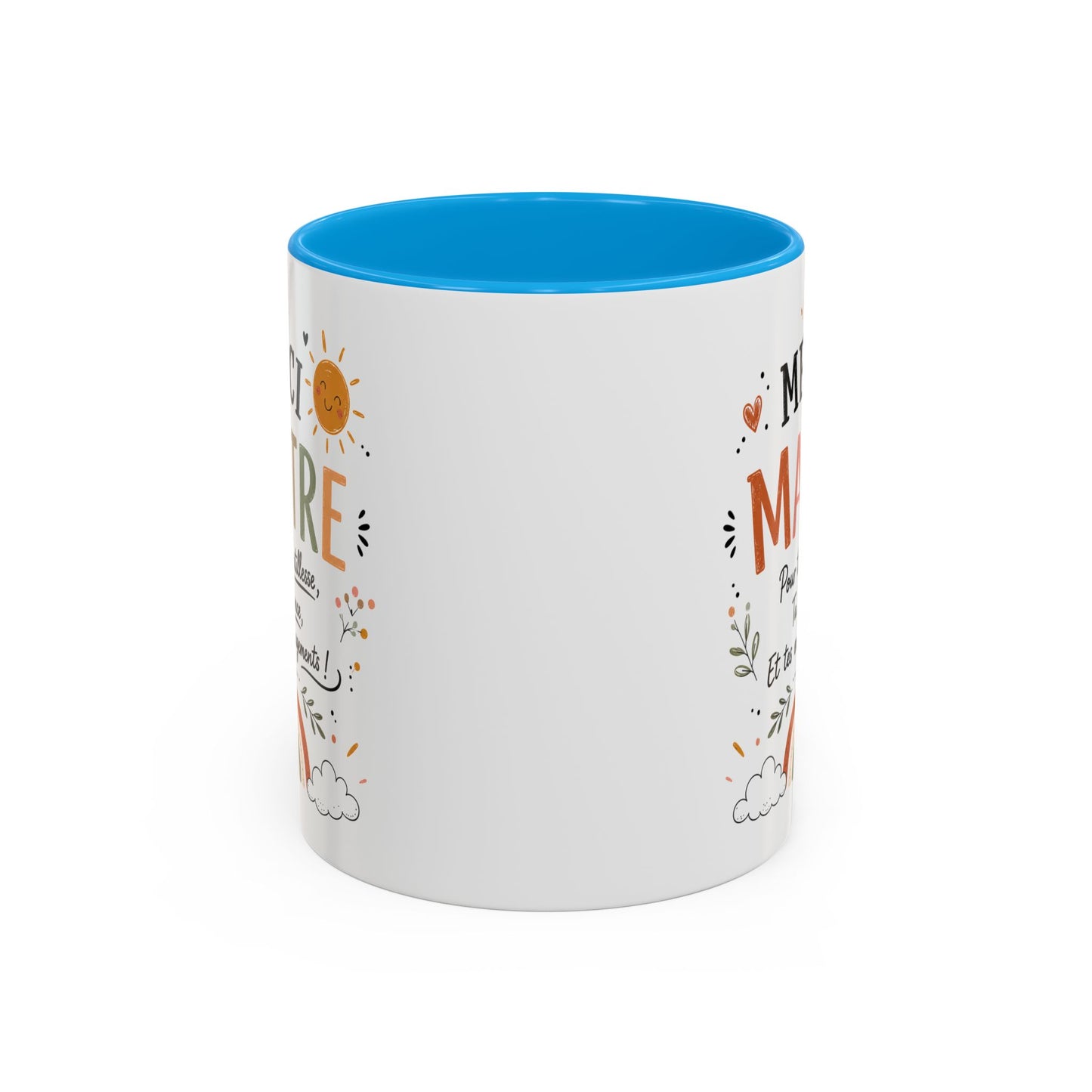 Tasse Merci Maître – Mug Remerciement École Primaire – Cadeau Fin d’Année Enseignant Homme 325ml Noir Bleu Rouge