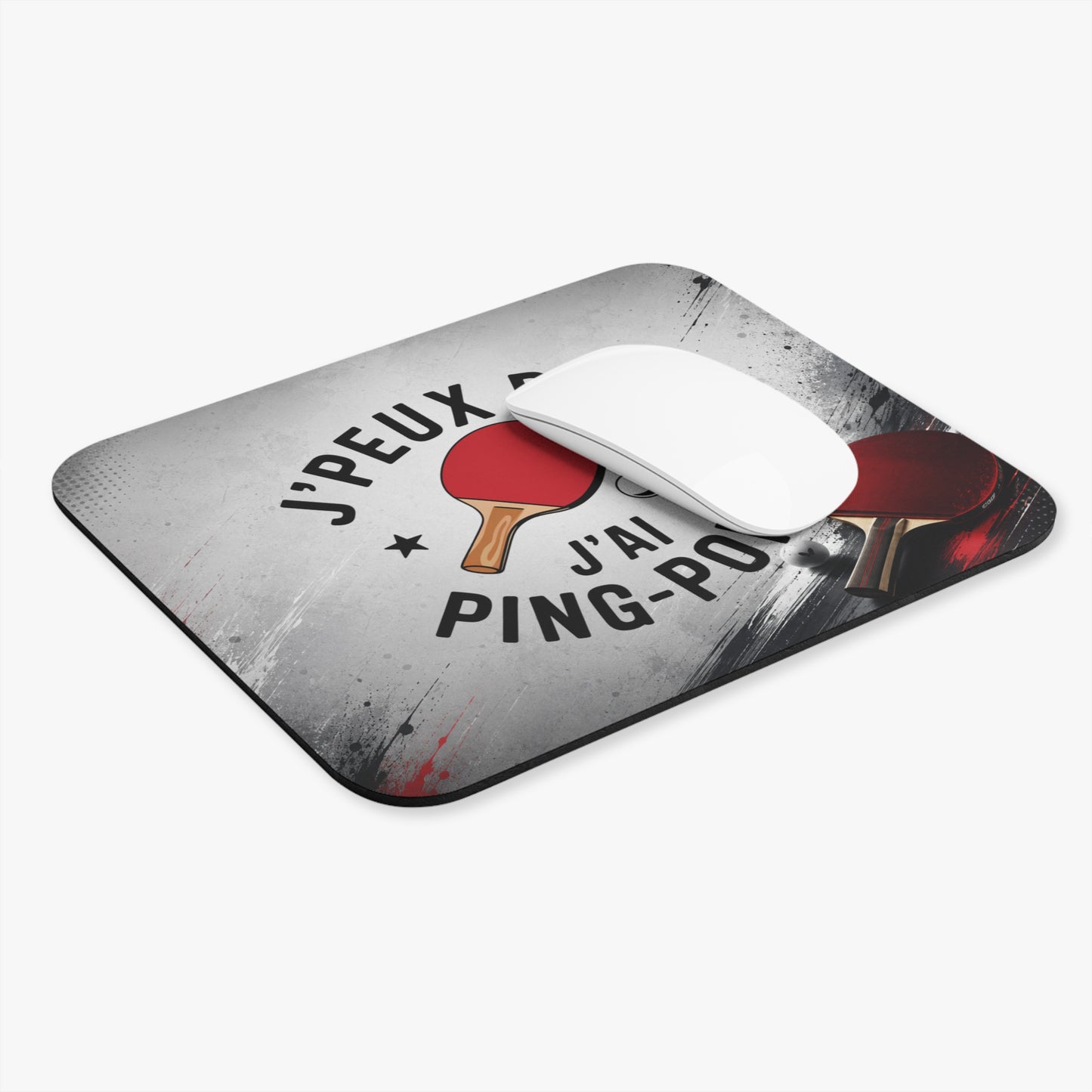 Tapis de Souris 22x18cm J'Peux Pas J'Ai Ping-Pong – Cadeau Humour Joueur de Tennis de Table Homme Femme – Raquette Vintage Bureau