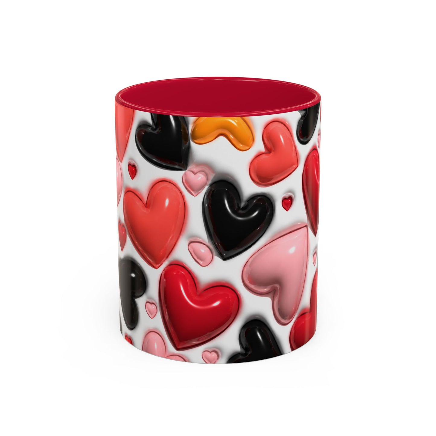 Mug Love Cœurs – Tasse Romantique Motif Cœurs Rouges Roses Noirs – Cadeau Couple Amour Saint Valentin Femme Homme Céramique 325ml