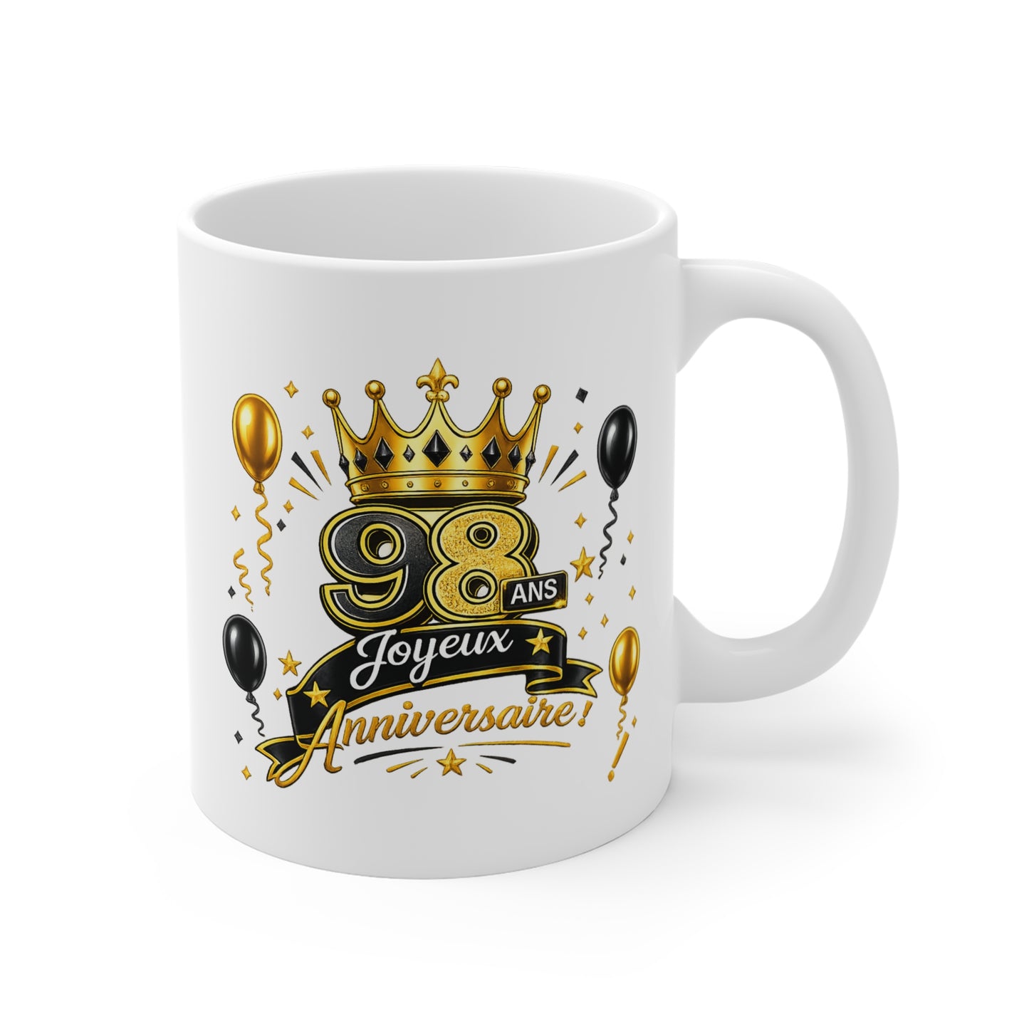Mug Joyeux 98 Ans – Tasse Anniversaire 98 Ans – Cadeau Original pour Femme Homme – Idée Cadeau 98e Anniversaire