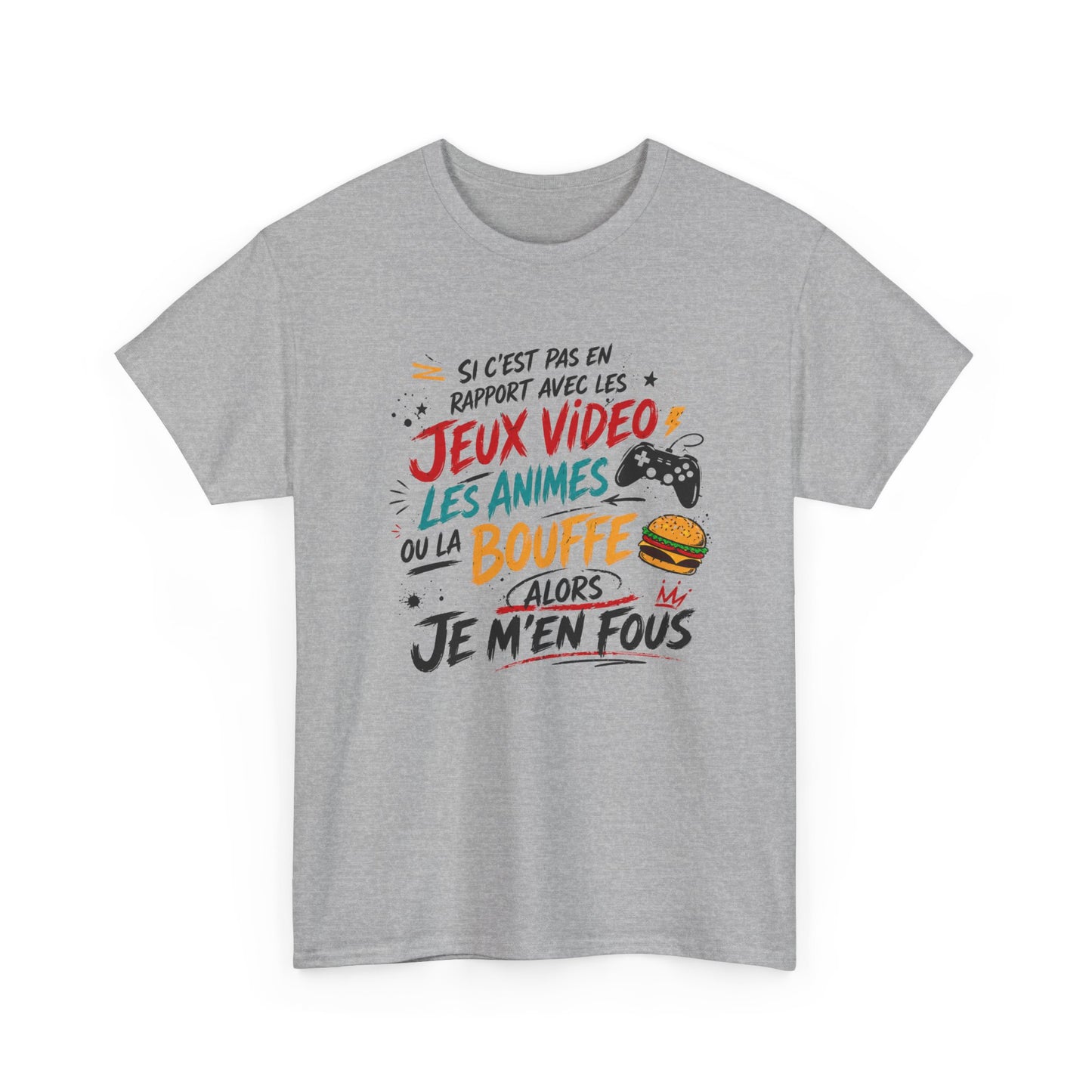 T-Shirt Gamer Homme Humour Jeux Vidéo Anime Bouffe – Alors Je M’en Fous – Cadeau Geek Gaming