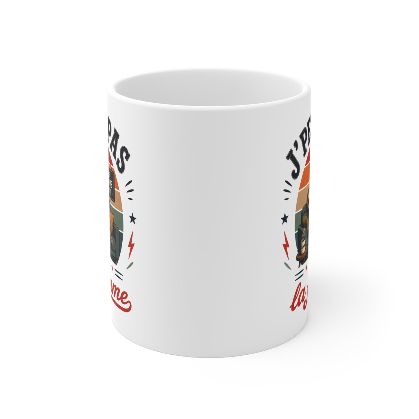 Tasse J’Peux Pas J’Ai La Flemme – Mug Humour Paresseux Vintage – Cadeau Drôle Homme Femme 325ml