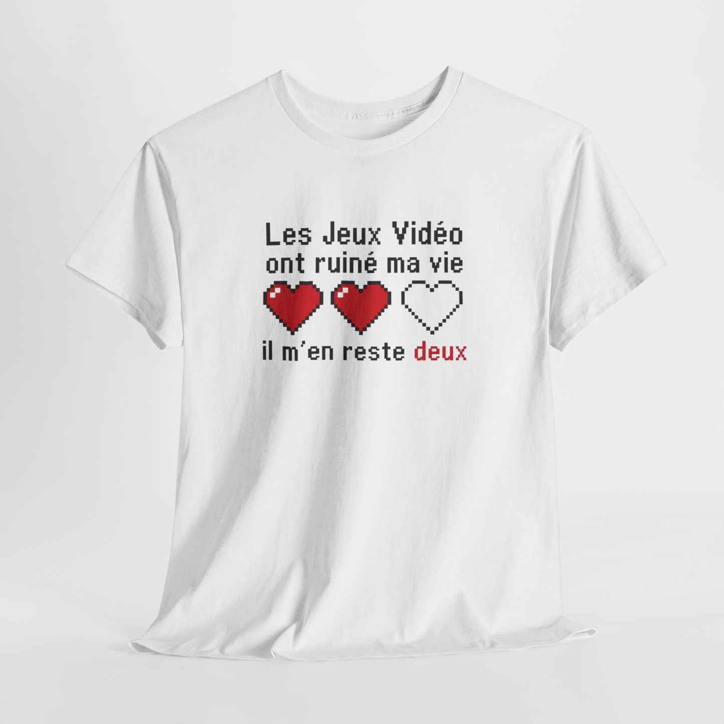 T-Shirt Gamer Humour Homme Femme – Les Jeux Vidéo Ont Ruiné Ma Vie Il M’en Reste Deux – Tee Shirt Gaming Geek Retro Pixel