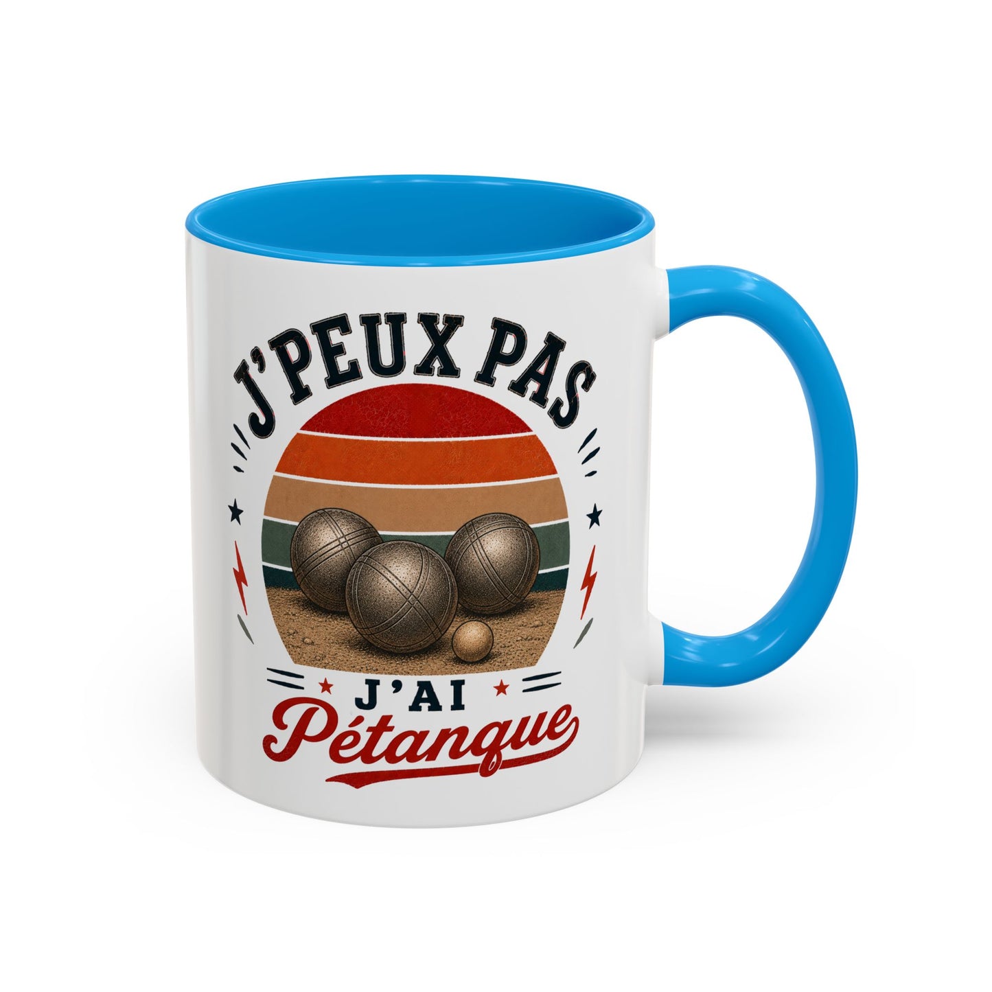 Tasse J’Peux Pas J’Ai Pétanque – Mug Humour Joueur de Boules Vintage – Cadeau Pétanque Homme Femme 325ml
