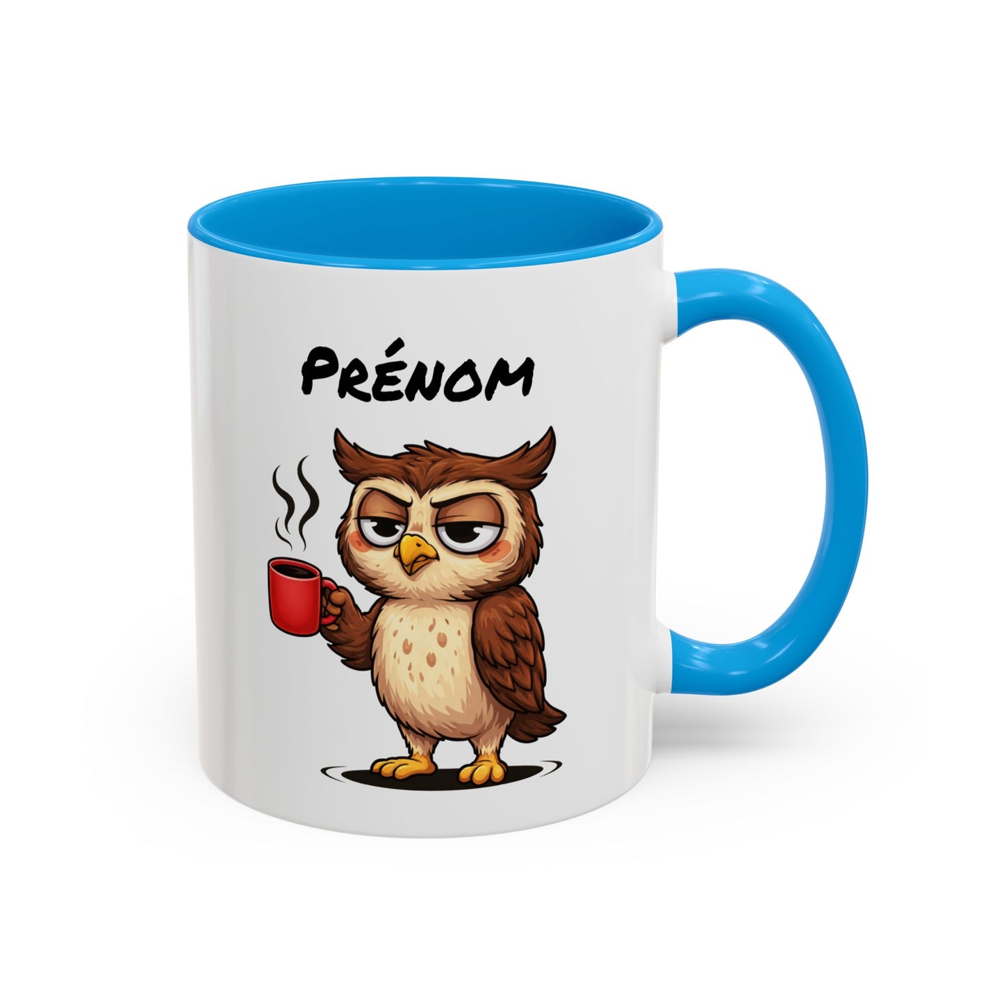 Mug Hibou Fatigué Personnalisable 325ml – Tasse Café Humour Animal Drôle Réveil Difficile Travail Bureau
