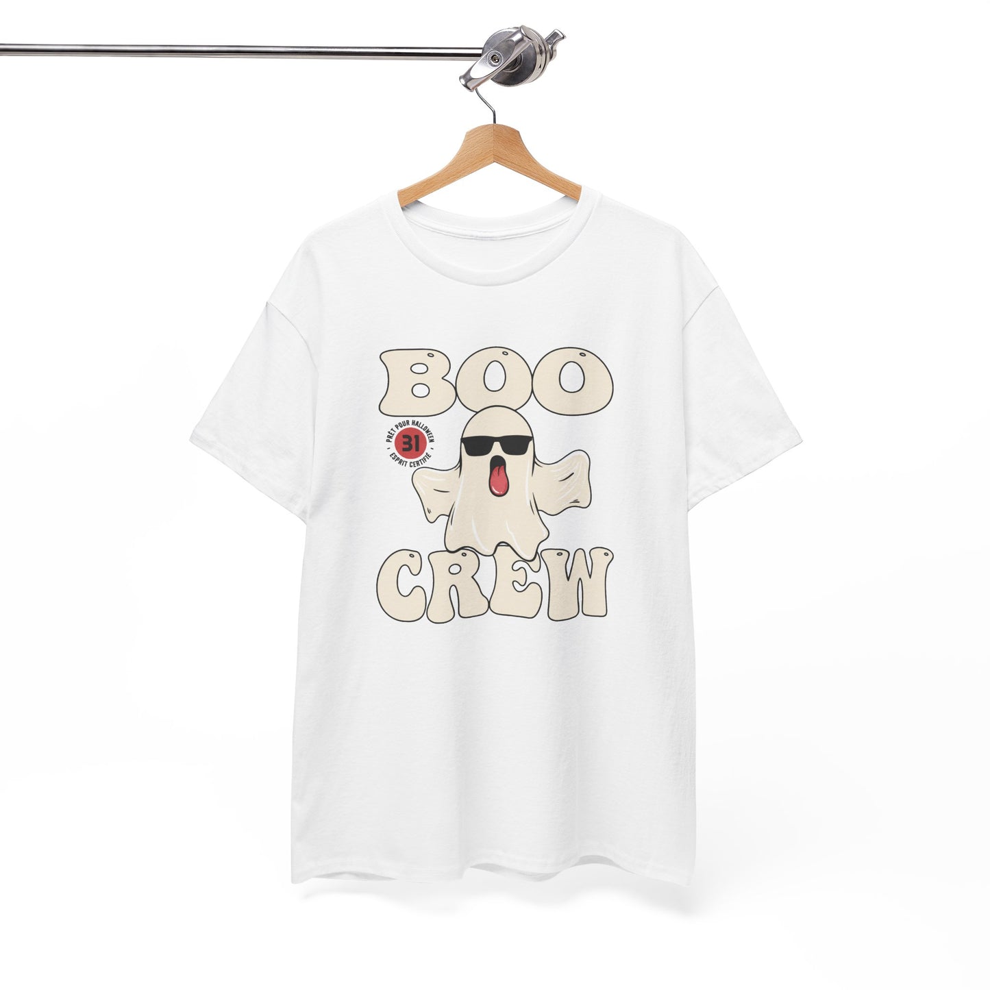 T-Shirt Halloween Homme et Femme Blanc et Gris – Fantôme Humour Effrayant – Cadeau Fête Halloween