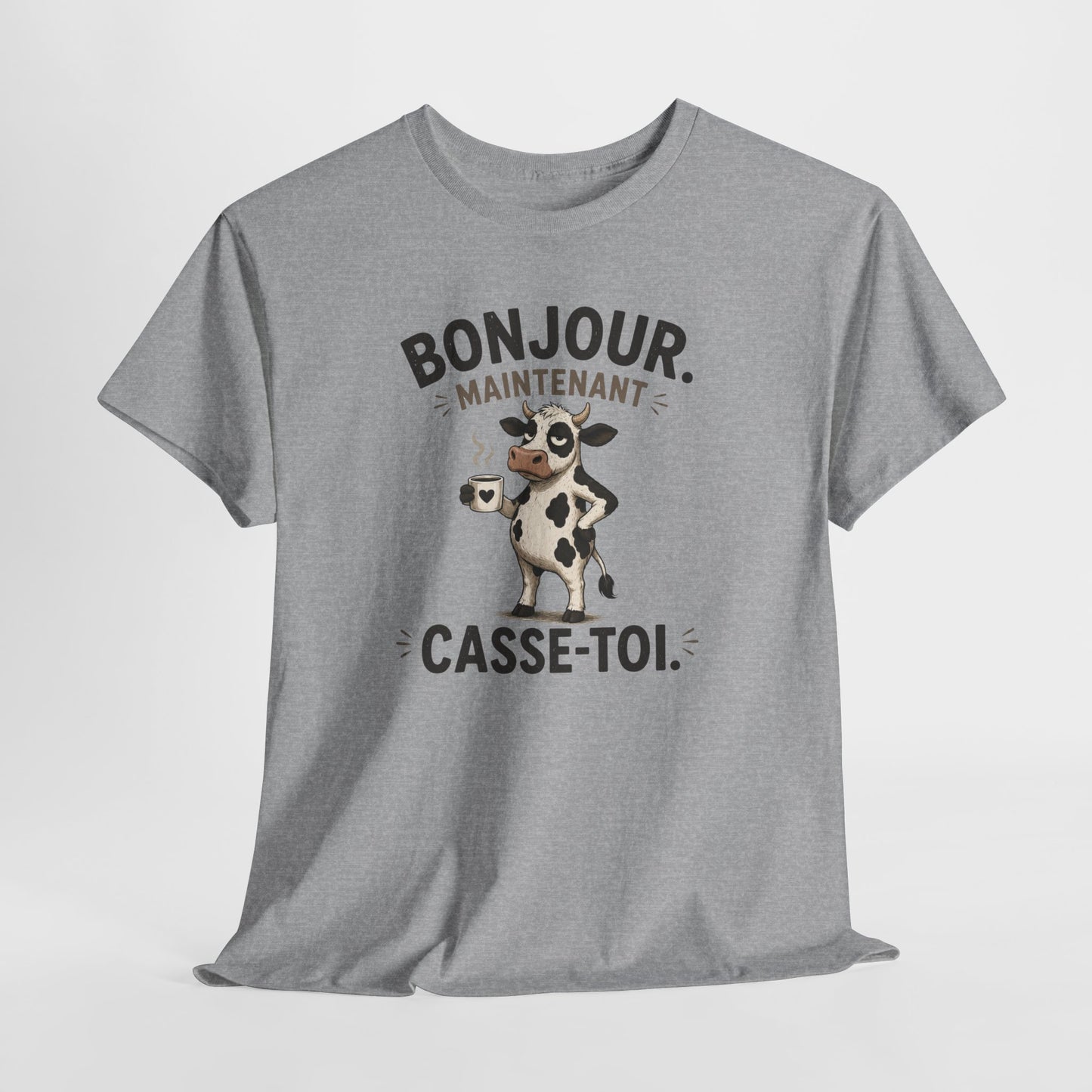 T-Shirt Humour Homme et Femme – Vache Drôle Café – Humour Sarcastique Mauvaise Humeur – Cadeau Original