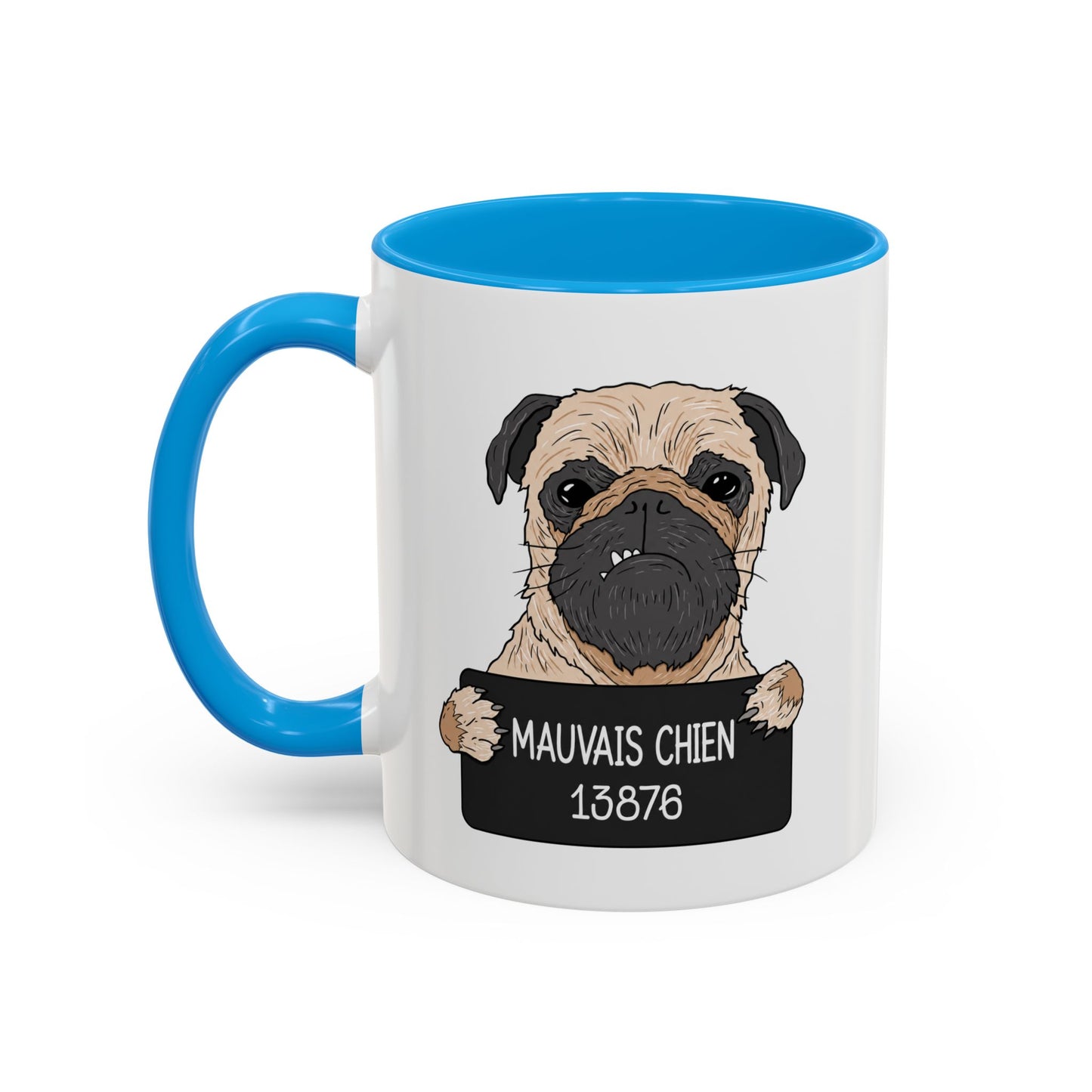 Mug Carlin Humoristique – Tasse Originale pour Propriétaire d’Animal – Idée Cadeau Drôle Homme et Femme – 325 ml Noir Bleu Rouge