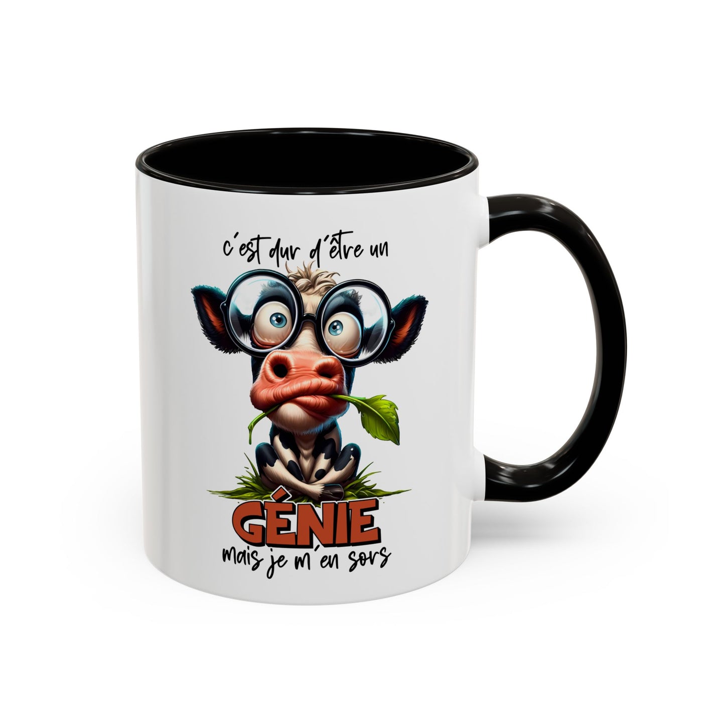 Tasse C’est Dur D’Être Un Génie Mais Je M’En Sors – Mug Humour Vache Drôle 325ml