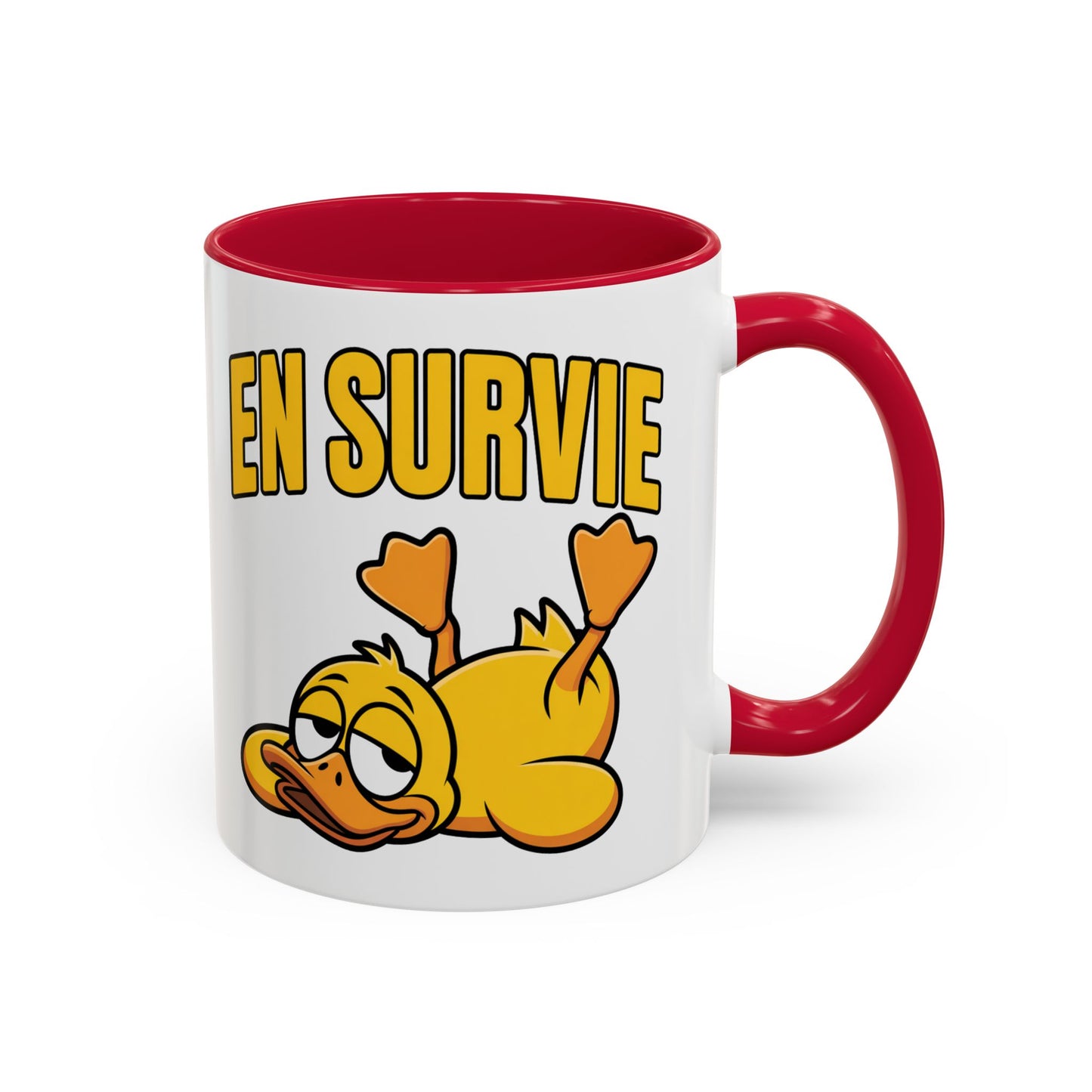 Mug Drôle En Survie – Tasse Humoristique avec Canard Fatigué – Cadeau Humour Bureau Café 325ml