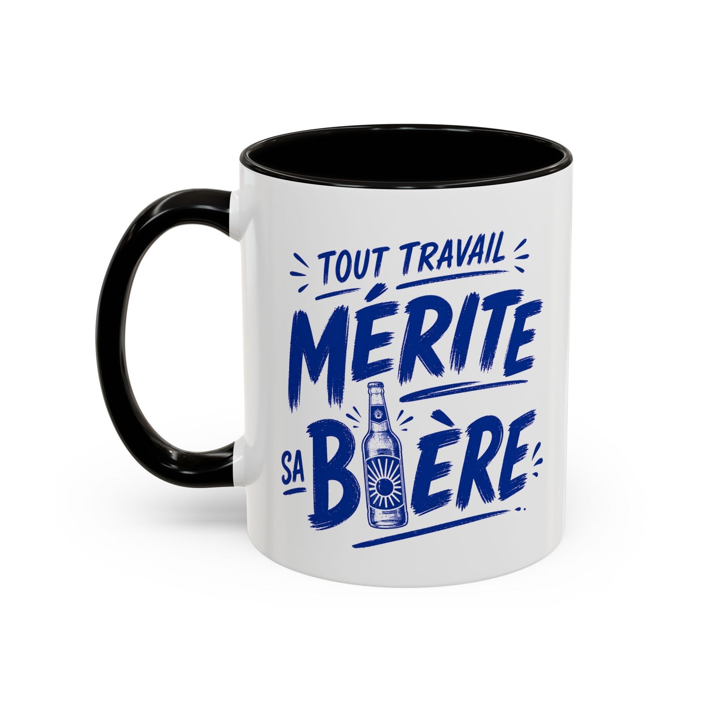 Mug Humour Homme Bière – Tasse “Tout Travail Mérite sa Bière” – Cadeau Original Collègue Travail Bière 325ml