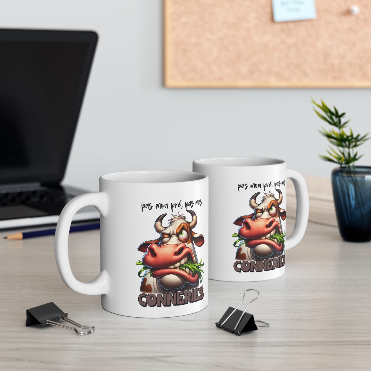 Tasse Pas Mon Pré Pas Mes Conneries – Mug Vache Humour Drôle – Cadeau Homme Femme 325ml