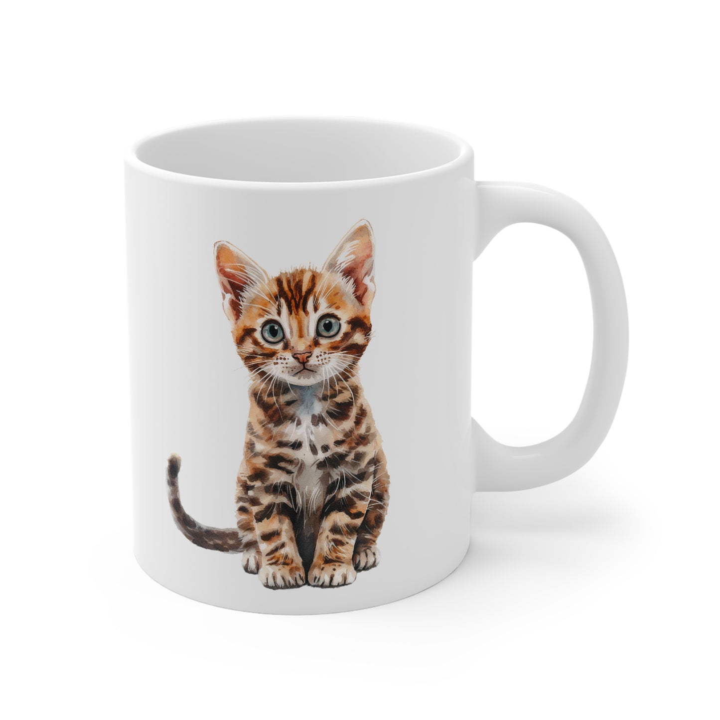Mug Chaton Tigré Aquarelle – Tasse Céramique 325 ml – Design Félin Artistique et Mignon