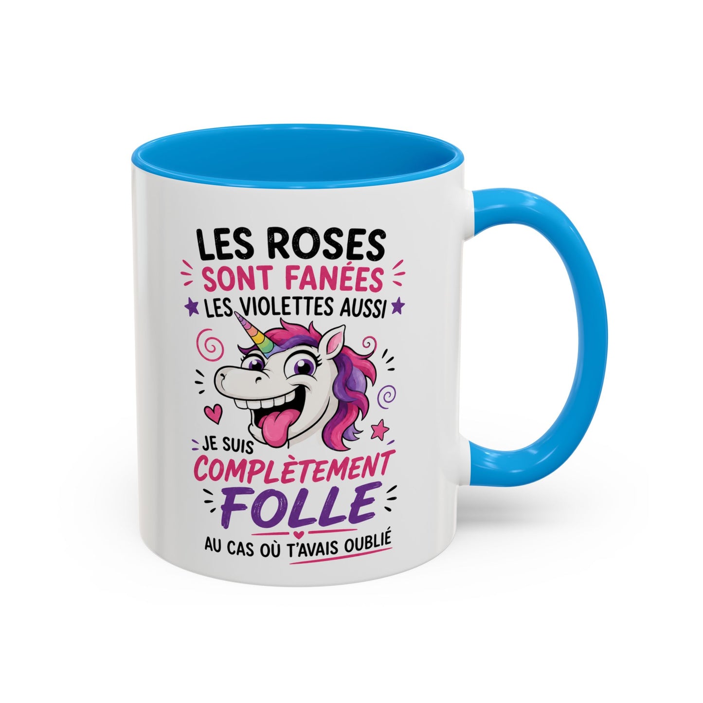 Tasse Licorne Humoristique Femme – Je Suis Complètement Folle – Mug Drôle Licorne Arc-en-Ciel 325ml