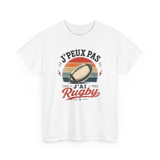 T-Shirt Rugby Homme Femme Enfant – J’Peux Pas J’Ai Rugby – Tee Shirt Ballon Rugby Vintage Cadeau Rugbyman Supporter Sport Équipe