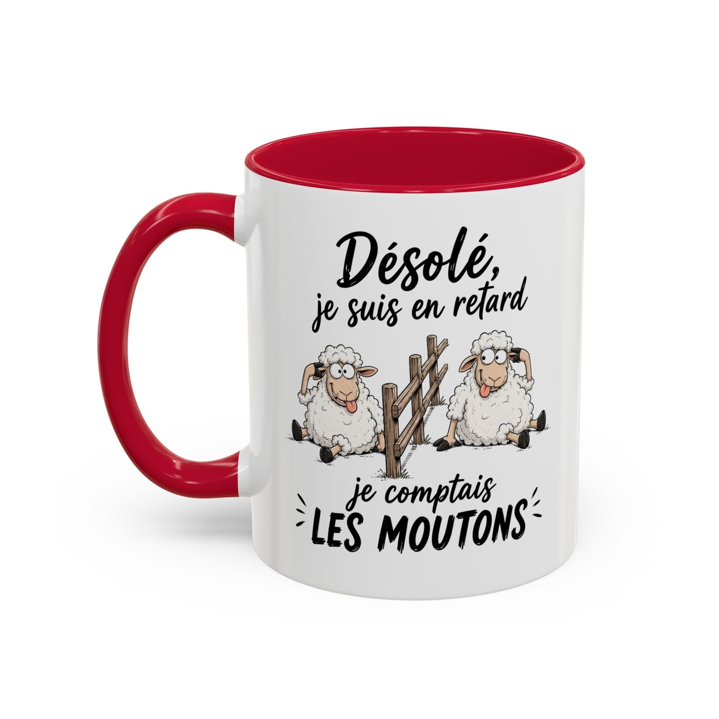 Tasse Humour Moutons – Désolé Je Suis en Retard Je Comptais les Moutons – Mug Rigolo et Original 325ml