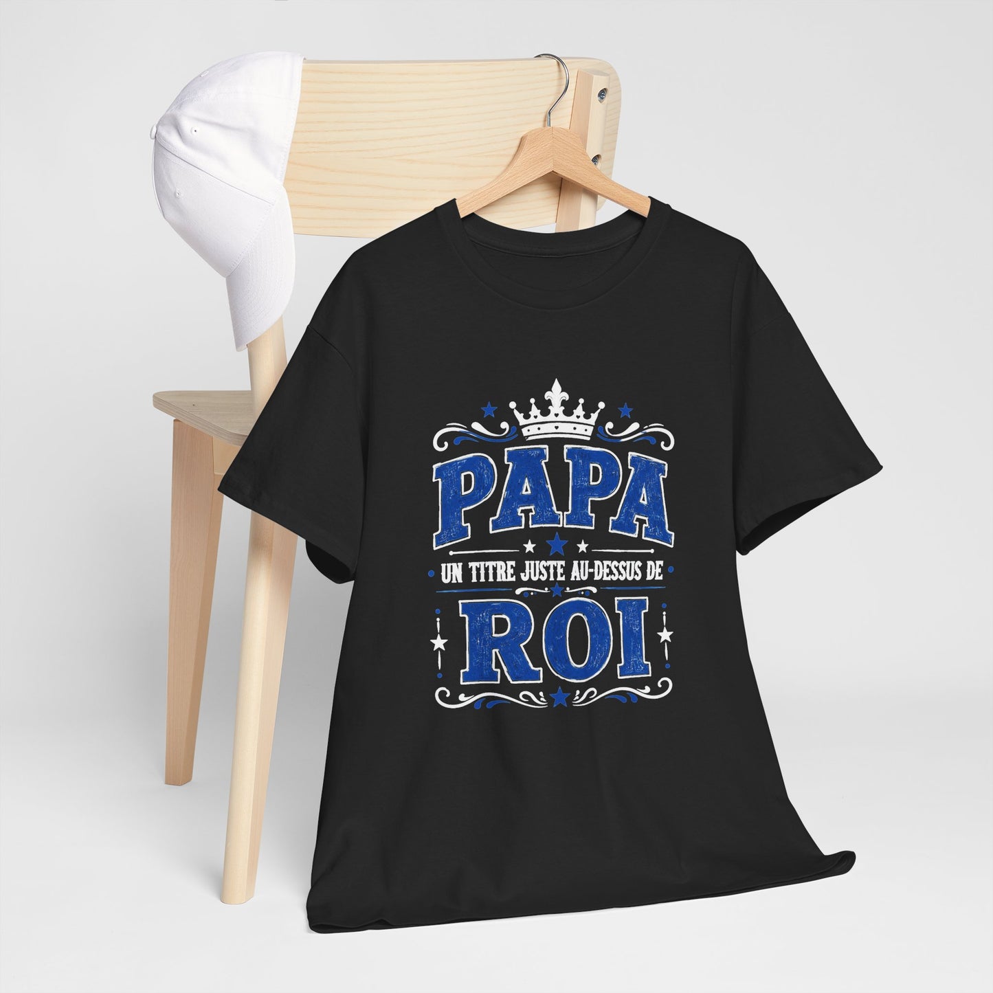 Tee Shirt Homme Papa Roi Père Humour Famille Couronne Idée Cadeau Fête des Pères Anniversaire