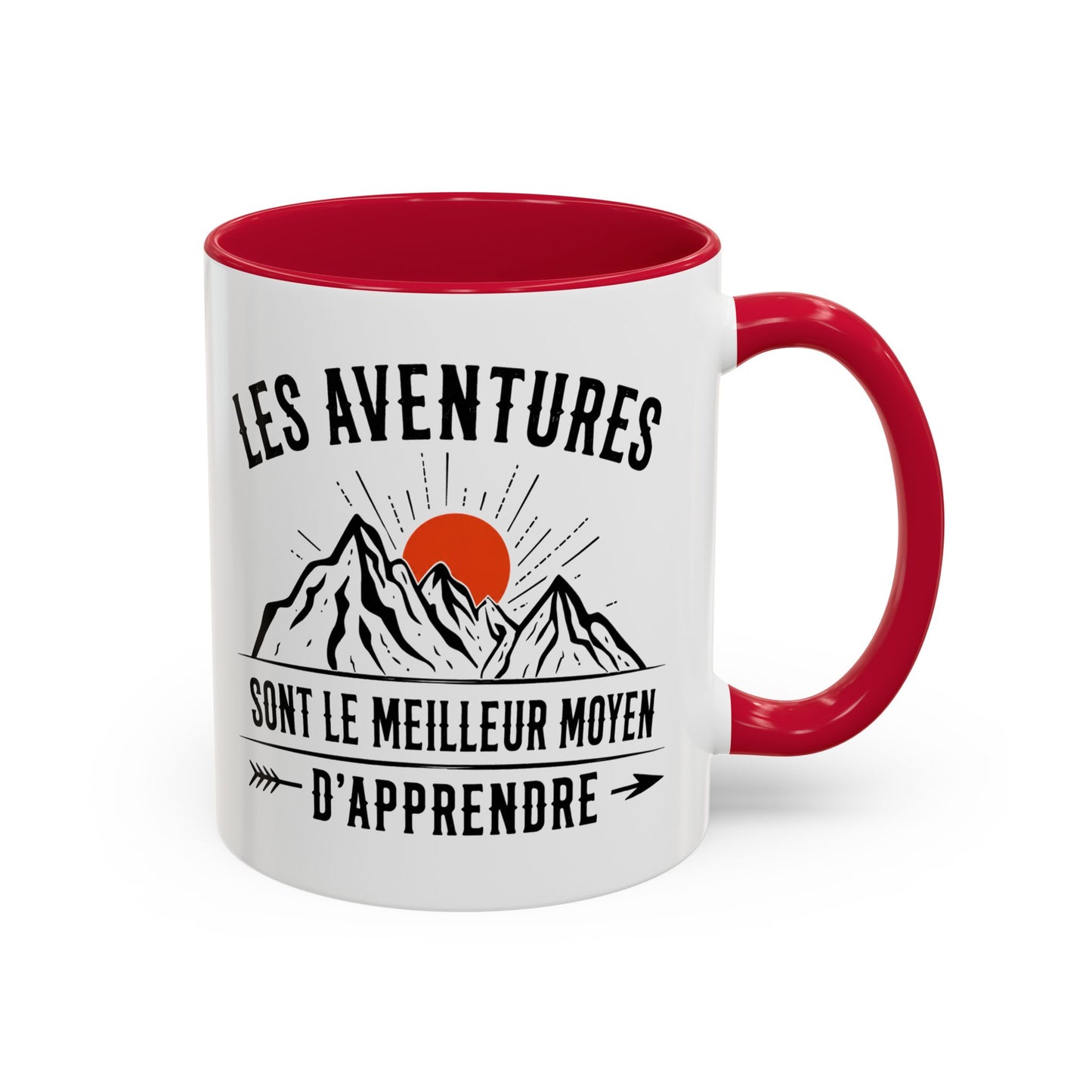Tasse Camping Homme et Femme – Les Aventures sont le Meilleur Moyen d’Apprendre – Mug Montagne Nature Randonnée – Cadeau Original Campeur – 325 ml