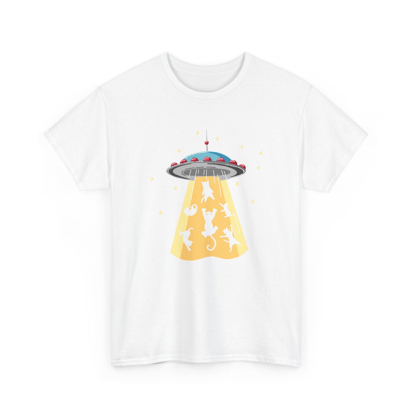 Tee Shirt Chat Homme Femme – OVNI Extraterrestre Espace – Idée Cadeau Amoureux des Chats Humour Science-Fiction
