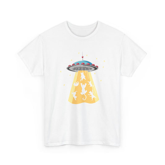 Tee Shirt Chat Homme Femme – OVNI Extraterrestre Espace – Idée Cadeau Amoureux des Chats Humour Science-Fiction