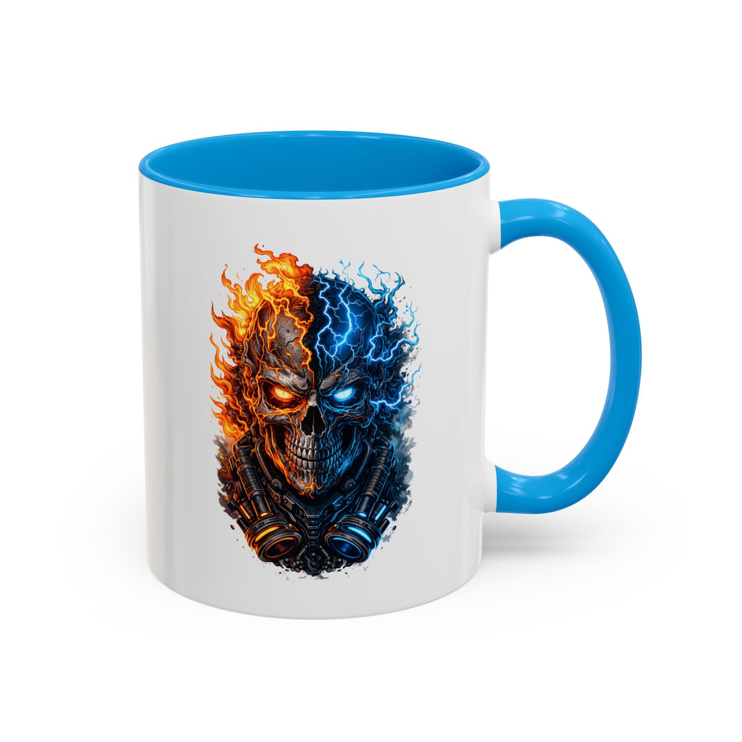 Tasse Crâne Feu et Glace – Mug Skull Dark Électrique Flamme – Cadeau Gamer Gothique Rock – Céramique 325ml