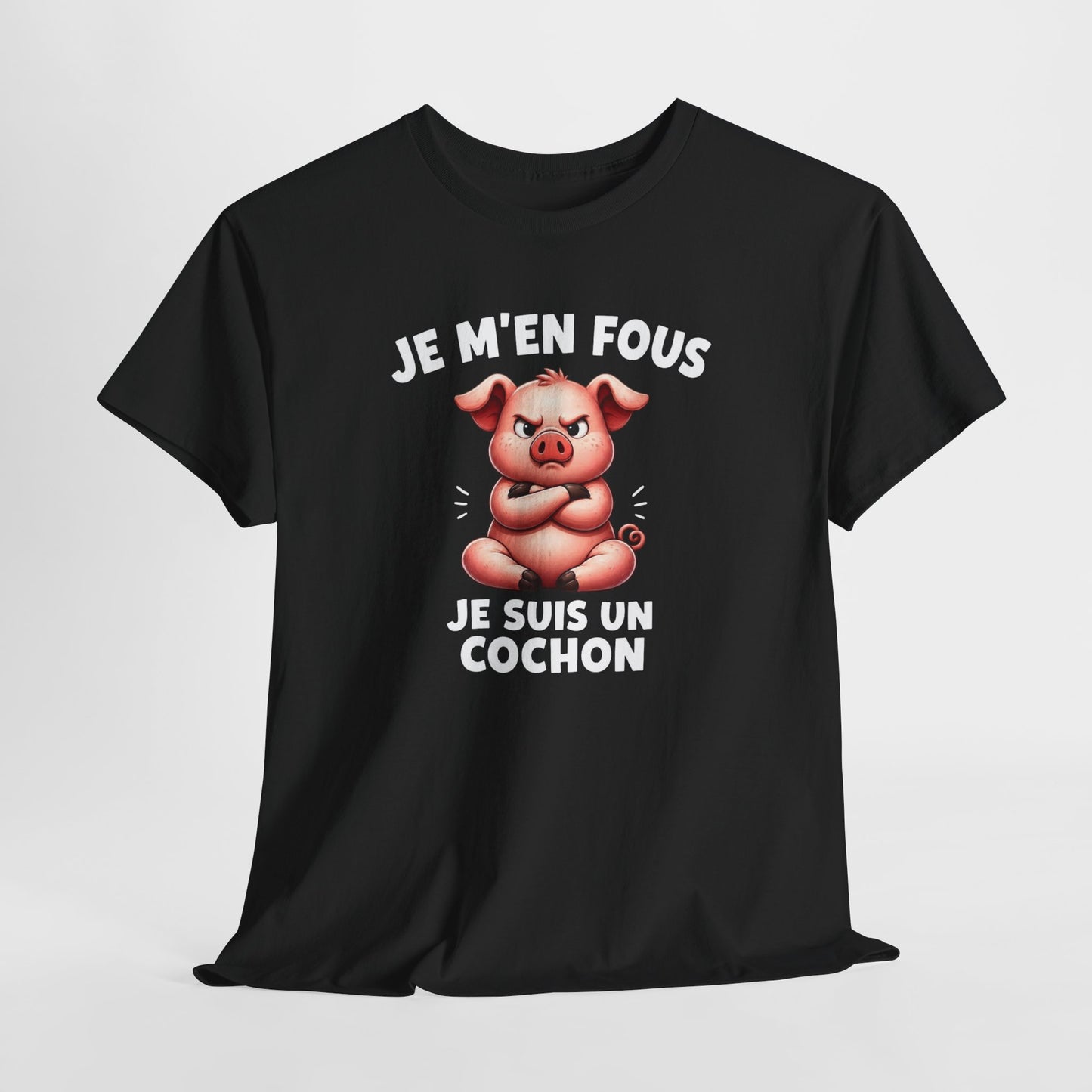 Tee Shirt Je M’En Fous Je Suis Un Cochon – T-Shirt Humour Cochon Grincheux – Cadeau Homme Femme Animal Mignon et Sarcastique