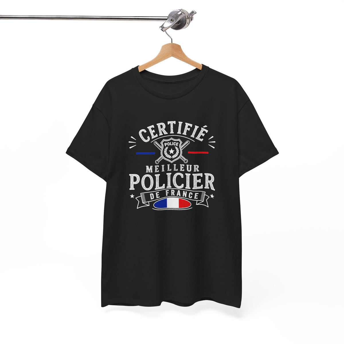 Tee Shirt Policier Homme – Certifié Meilleur Policier de France – T-Shirt Métier Police Cadeau Original Homme