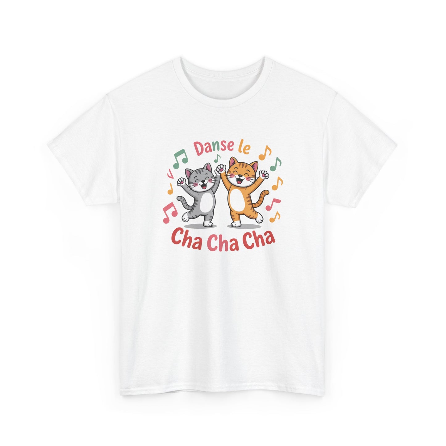 Tee Shirt Danse le Cha Cha Cha – Chats Danse Musique Humour – T-shirt Chat Mignon Blanc Gris Noir