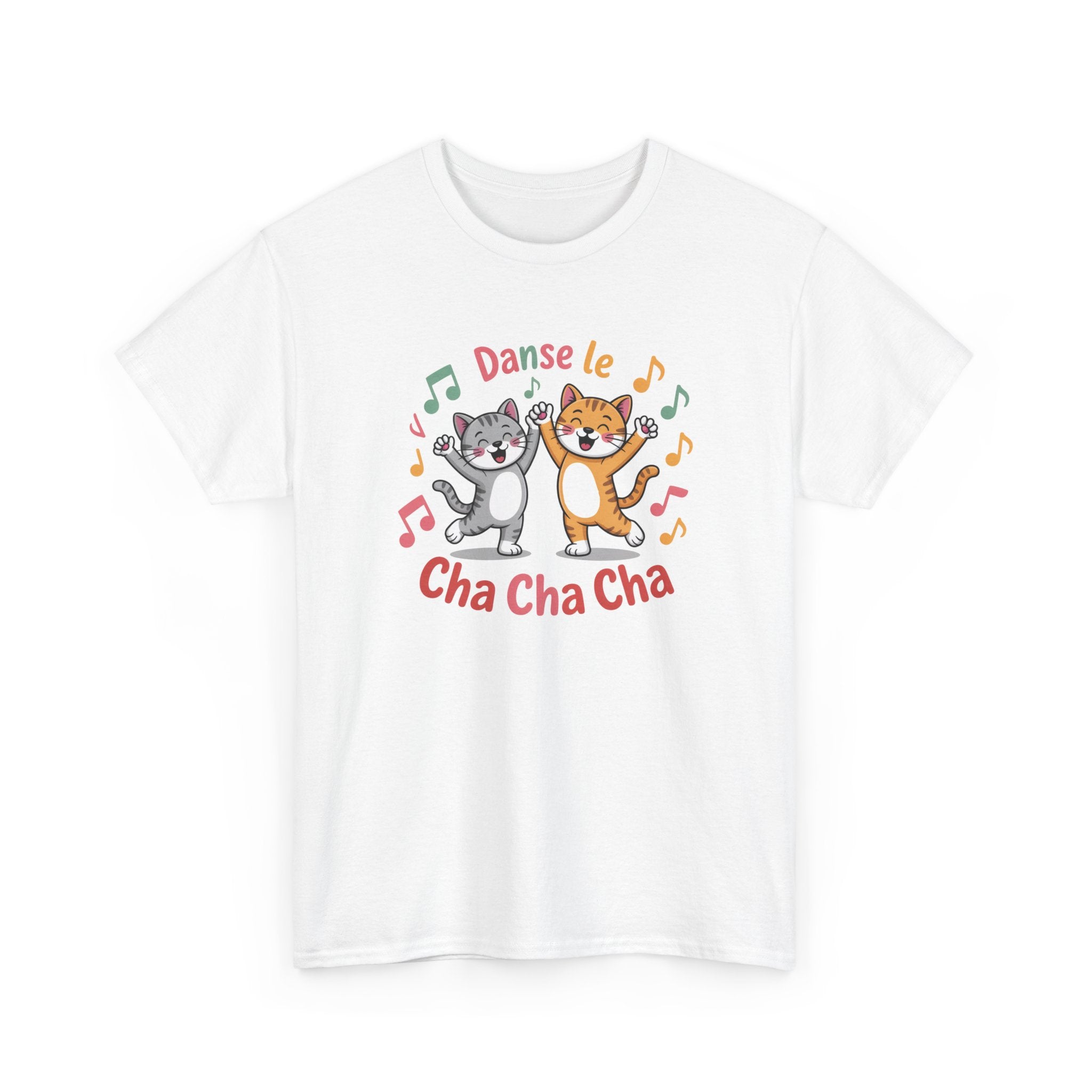 Tee Shirt Danse le Cha Cha Cha – Chats Danse Musique Humour – T-shirt Chat Mignon Blanc Gris Noir