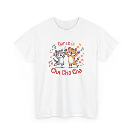 Tee Shirt Danse le Cha Cha Cha – Chats Danse Musique Humour – T-shirt Chat Mignon Blanc Gris Noir