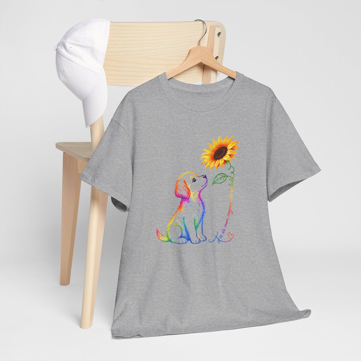 Tee Shirt Femme Chien Tournesol Coloré Amour Animaux Fleur Cadeau Maîtresse de Chien Original