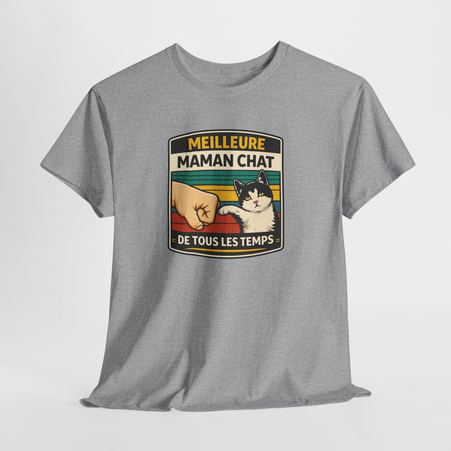 T-Shirt "Meilleure Maman Chat de Tous les Temps" – Design Chat Vintage – Cadeau Femme Amoureuse des Chats