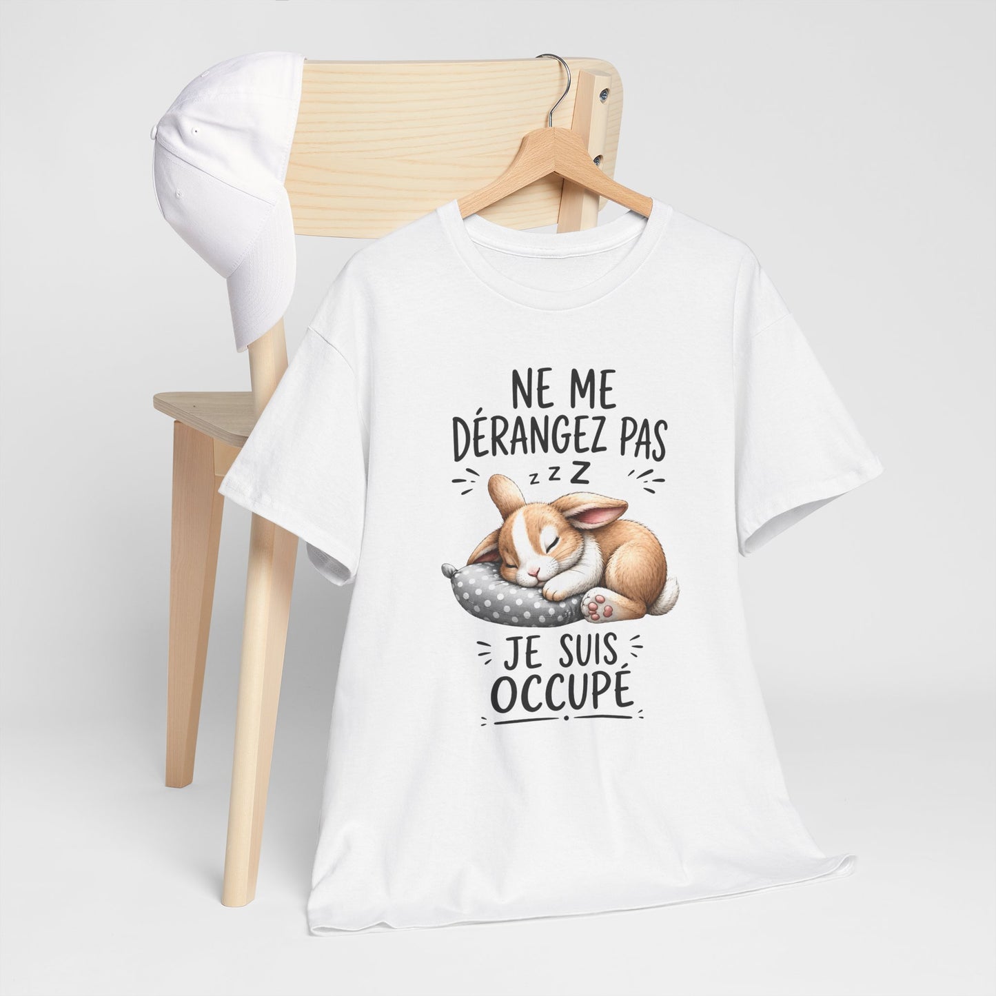 Tee Shirt Ne Me Dérangez Pas Je Suis Occupé – T-Shirt Lapin Dormeur Humour – Cadeau Homme Femme Animal Adorable