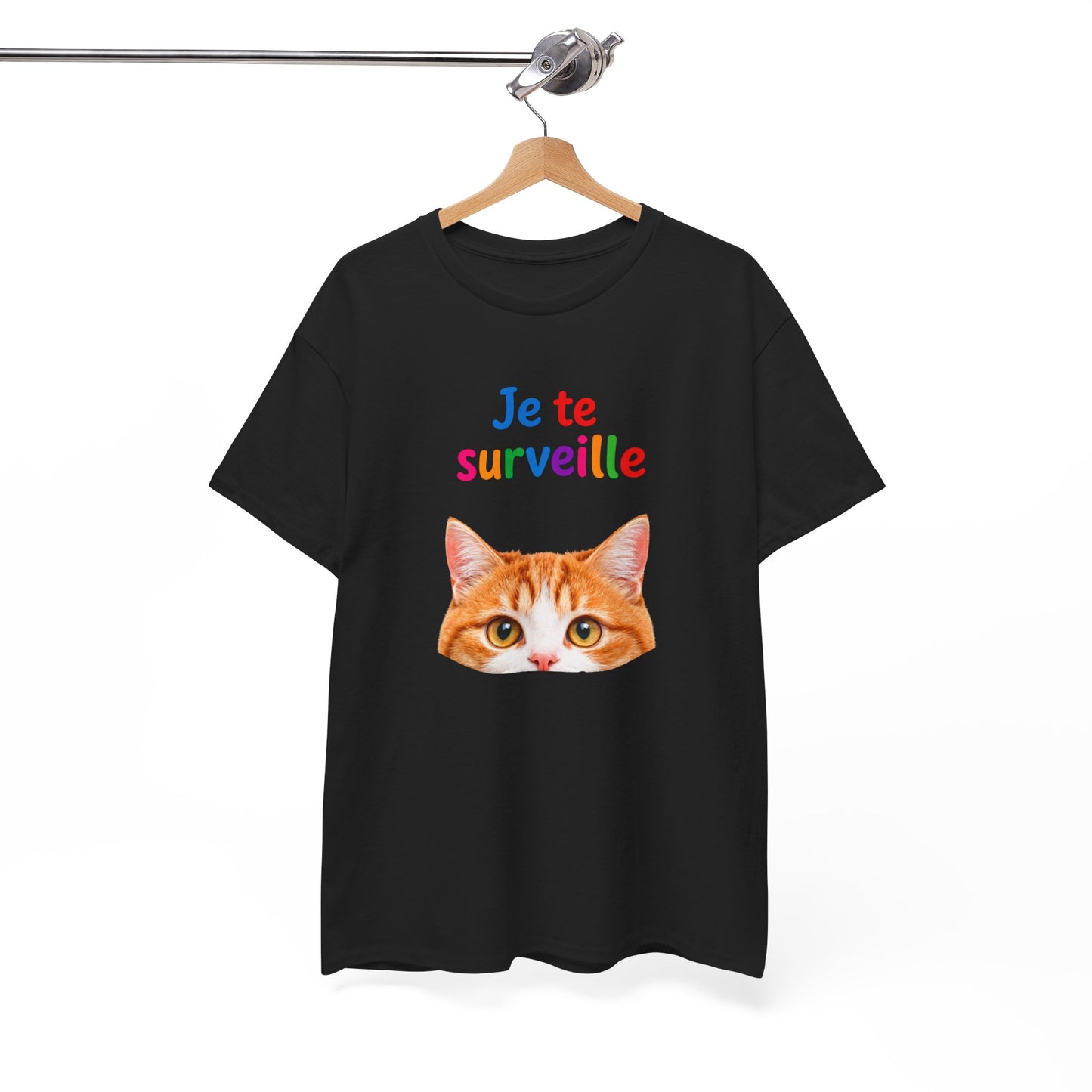 T-Shirt Chat Humoristique Je Te Surveille – Tee Shirt Chat Mignon Couleurs – Cadeau Amoureux des Chats