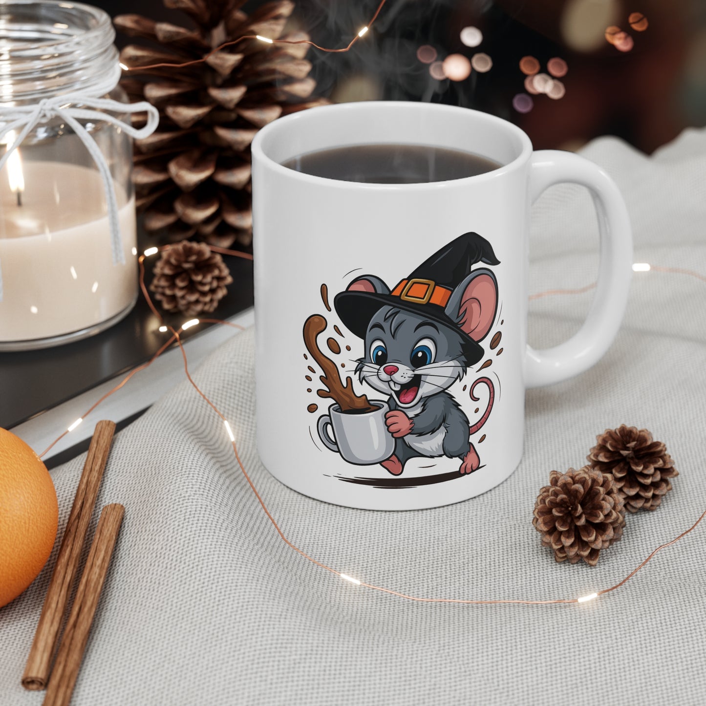Mug Céramique Souris Sorcière Café – Tasse Halloween Animaux Mignonne 325ml – Cadeau Original Thé Chocolat