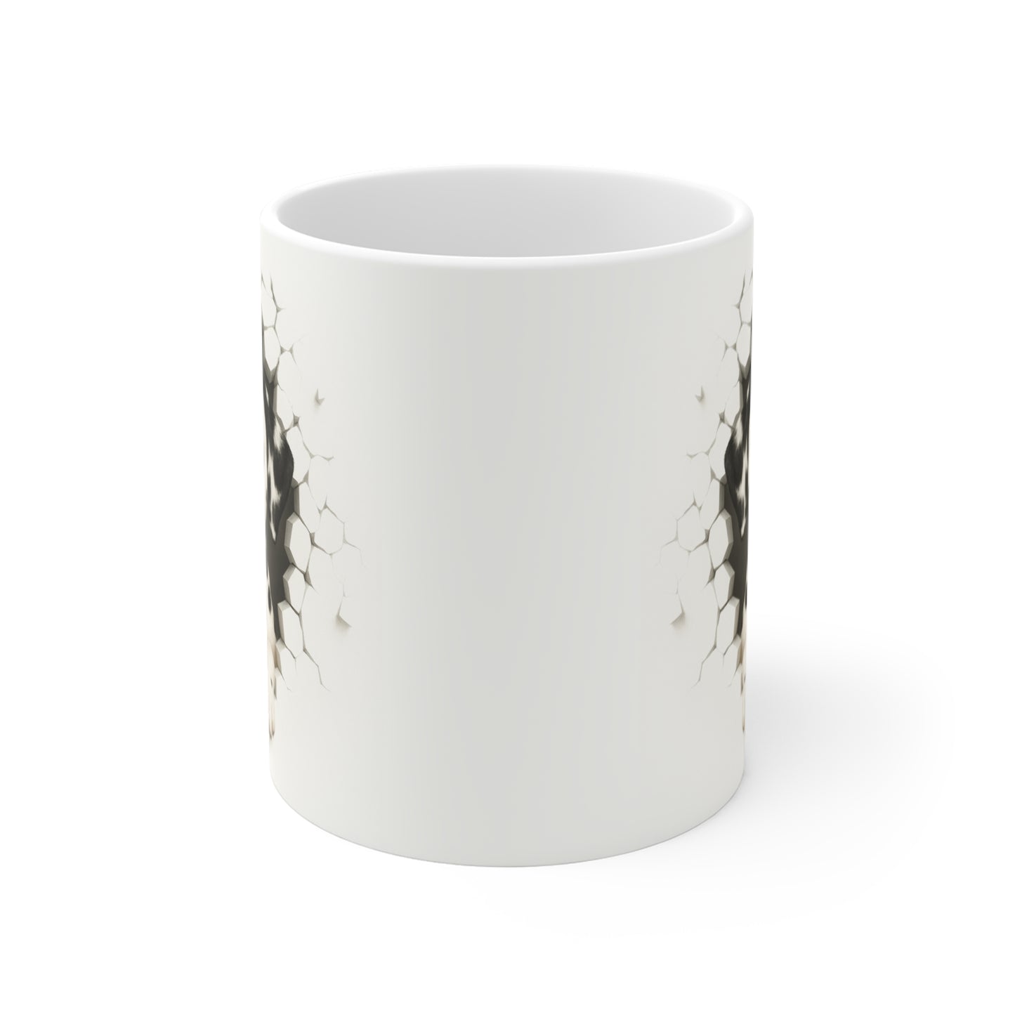 Mug Dalmatien Effet Mur Cassé – Tasse Chien 3D Trompe-l’œil – Cadeau Original Amoureux du Dalmatien