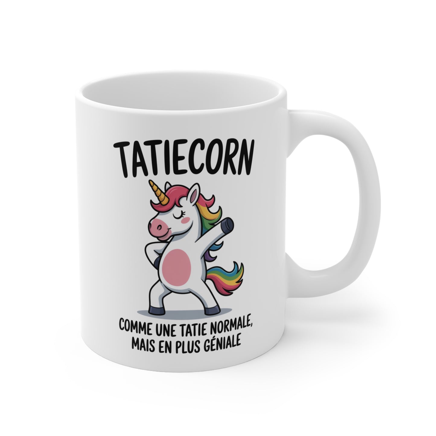 Tasse Céramique 325ml “Tatiecorn” – Mug Licorne Arc-en-Ciel – Cadeau Humour Original