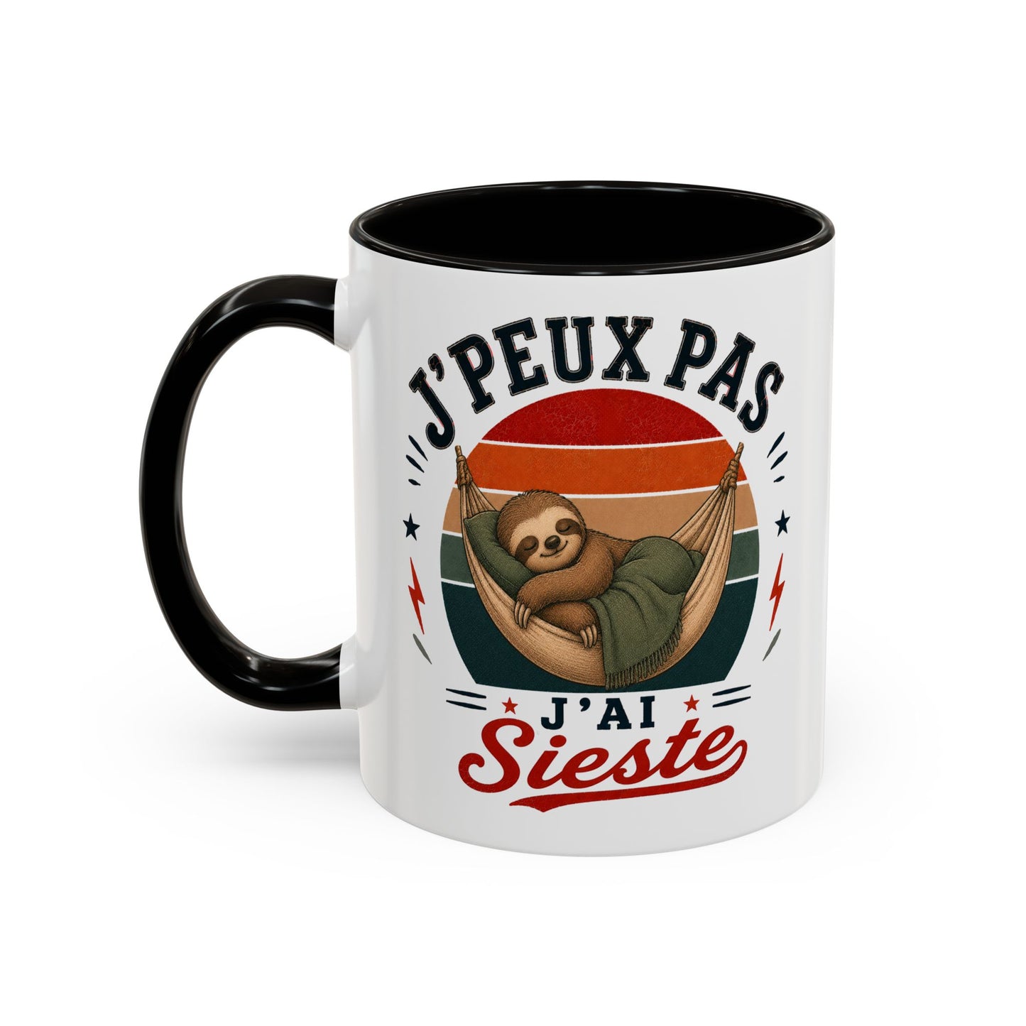 Tasse J’Peux Pas J’Ai Sieste – Mug Humour Paresseux Relaxation Vintage – Cadeau Détente Homme Femme 325ml