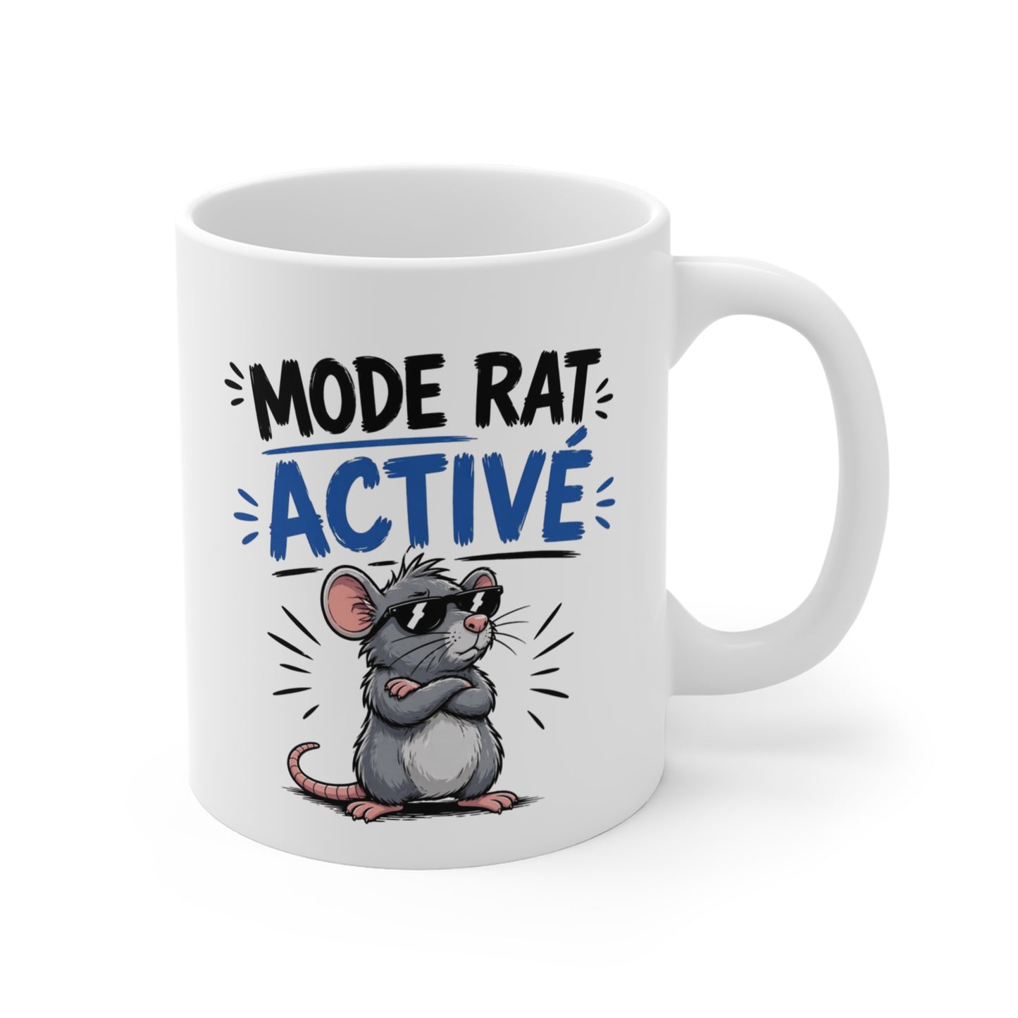 Tasse Mode Rat Activé – Mug Souris Humoristique – Cadeau Humour Animal Homme Femme 325ml