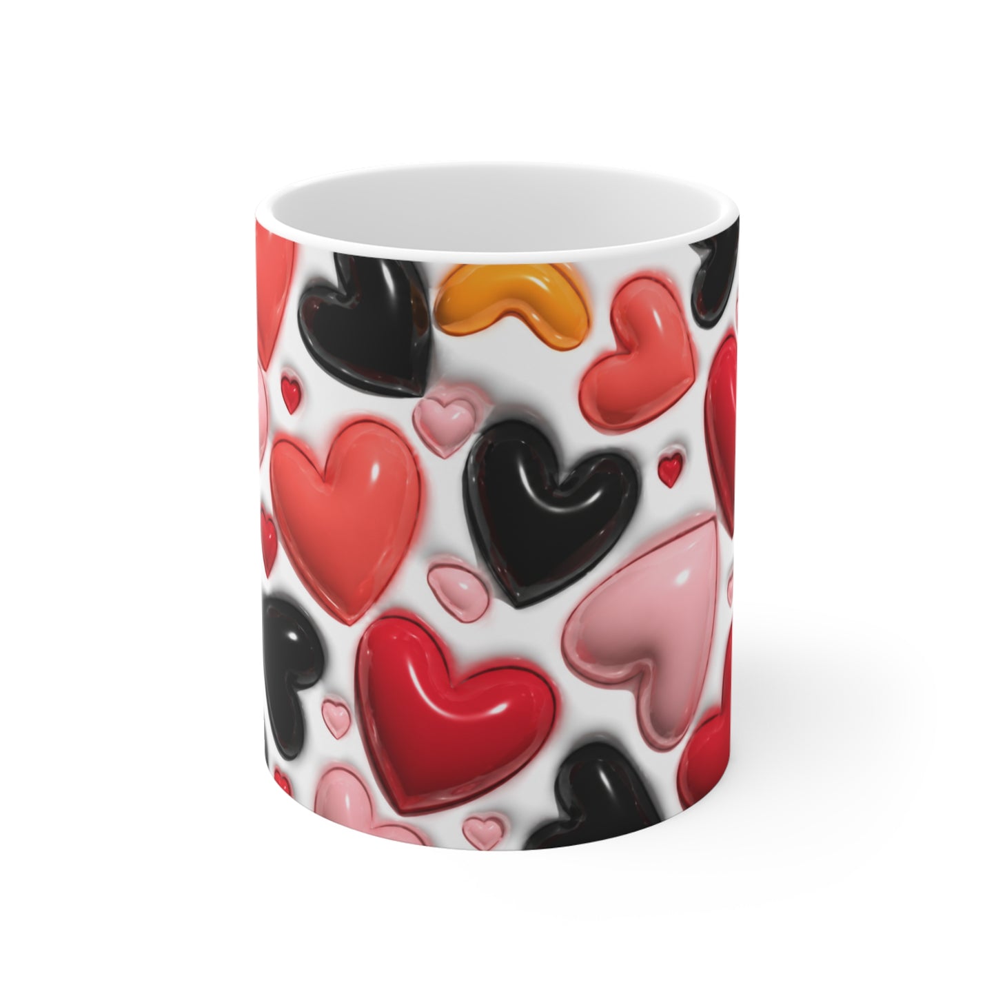 Tasse Motif Cœurs Rouges Roses et Noirs – Mug Love Romantique Moderne – Cadeau Saint Valentin Homme Femme 325ml