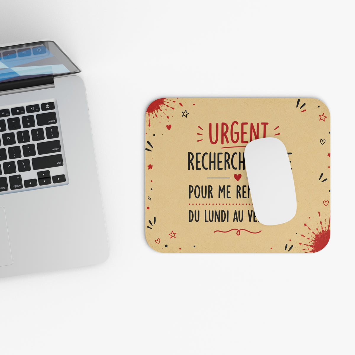 Tapis de Souris 22x18cm Urgent Recherche Sosie pour Me Remplacer du Lundi au Vendredi – Cadeau Humour Bureau Homme et Femme