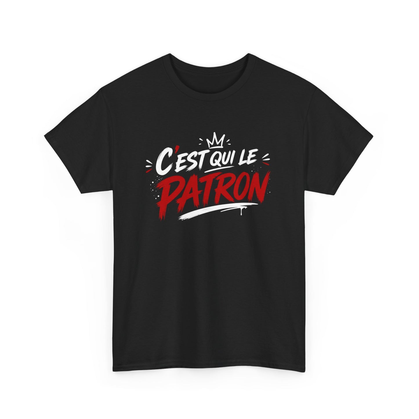T-Shirt Homme C’est Qui Le Patron – Tee Shirt Humour Boss Rouge Blanc – Cadeau Homme Drôle