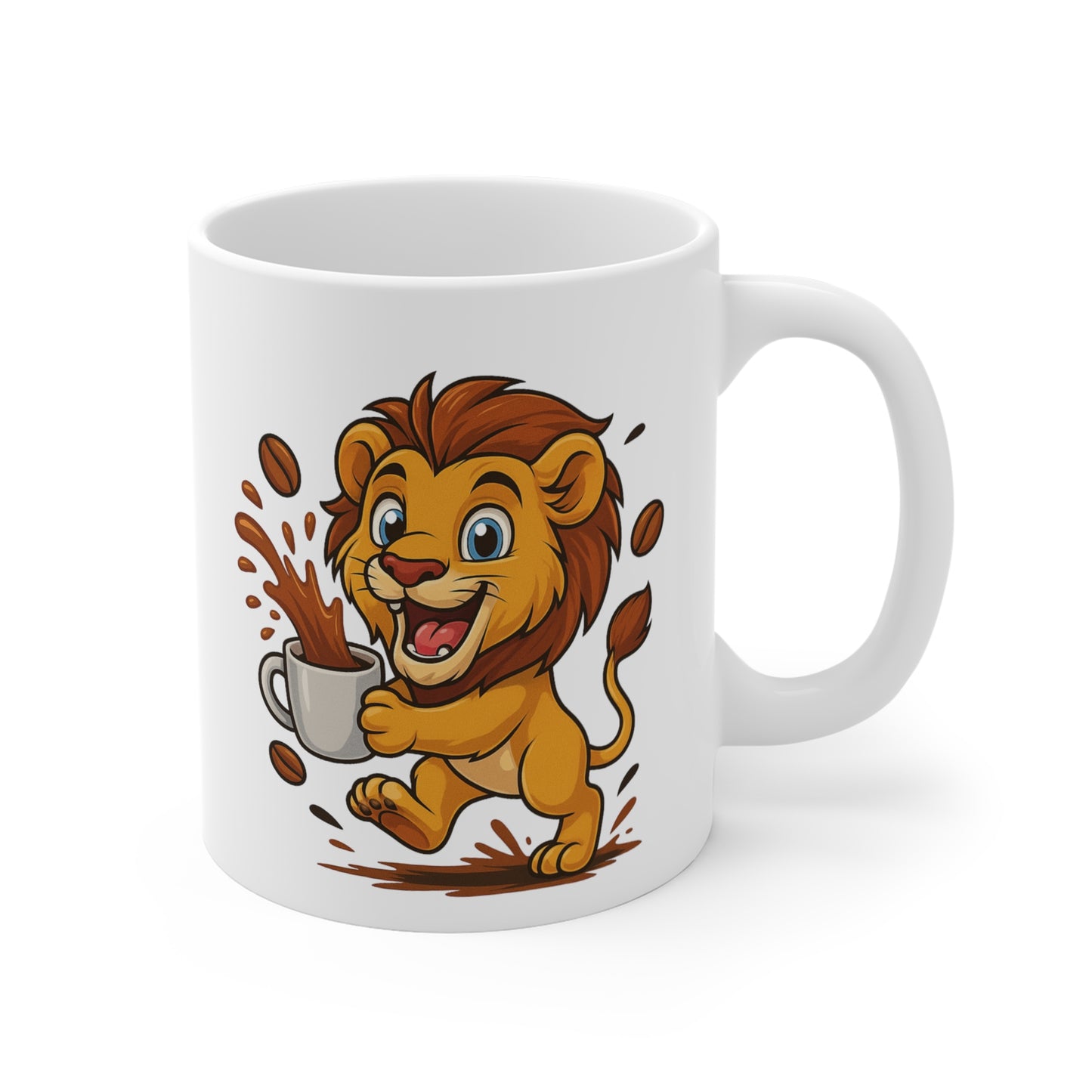 Tasse Lion Café – Mug Animal Cartoon Rigolo Céramique 325ml – Cadeau Original et Sauvage