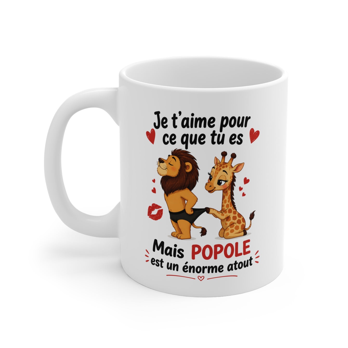 Tasse Couple Humour Lion Girafe – Mug Animaux Amoureux Romantique – Cadeau Couple Original 325ml