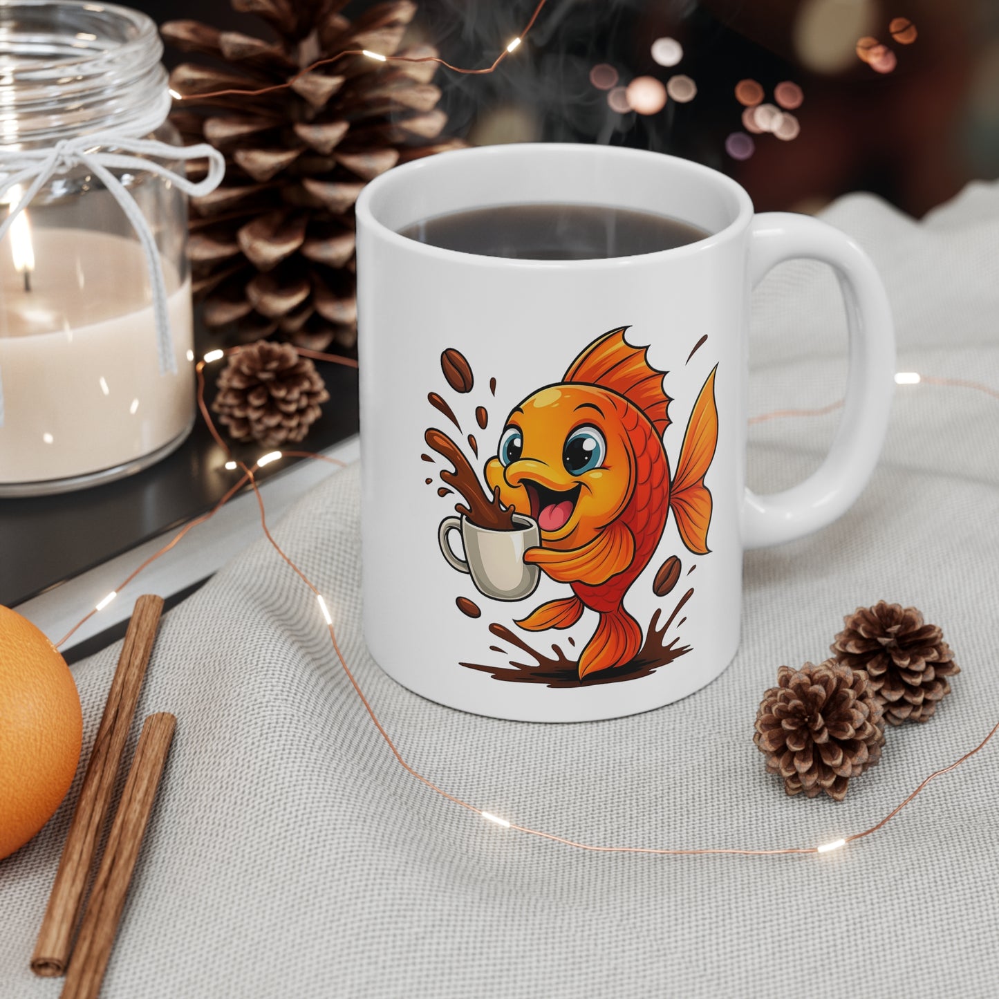 Tasse Poisson Amusant – Mug Café Cartoon Céramique 325ml – Cadeau Original Animal Mignon Marin